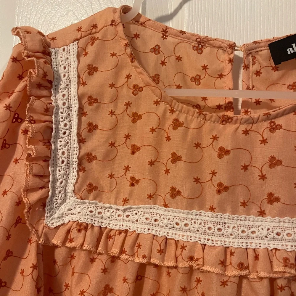 Aliceblue Light Pink Floral Ruffle Blouse - Picture 3 of 5